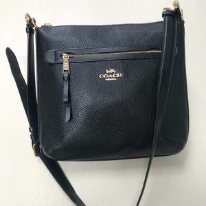 Coach black leather cross body bag
